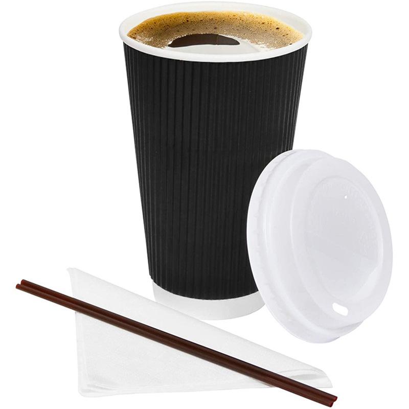Factory direct wholesale disposable hot drink milk cup coffee shop corrugated cup can be equipped with lid LOGO printing coffee