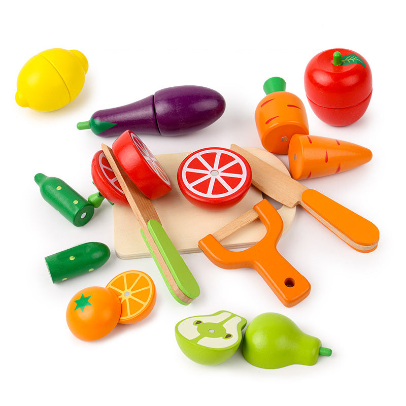 Wood Magnetic Vegetables Cut And Watch Toys