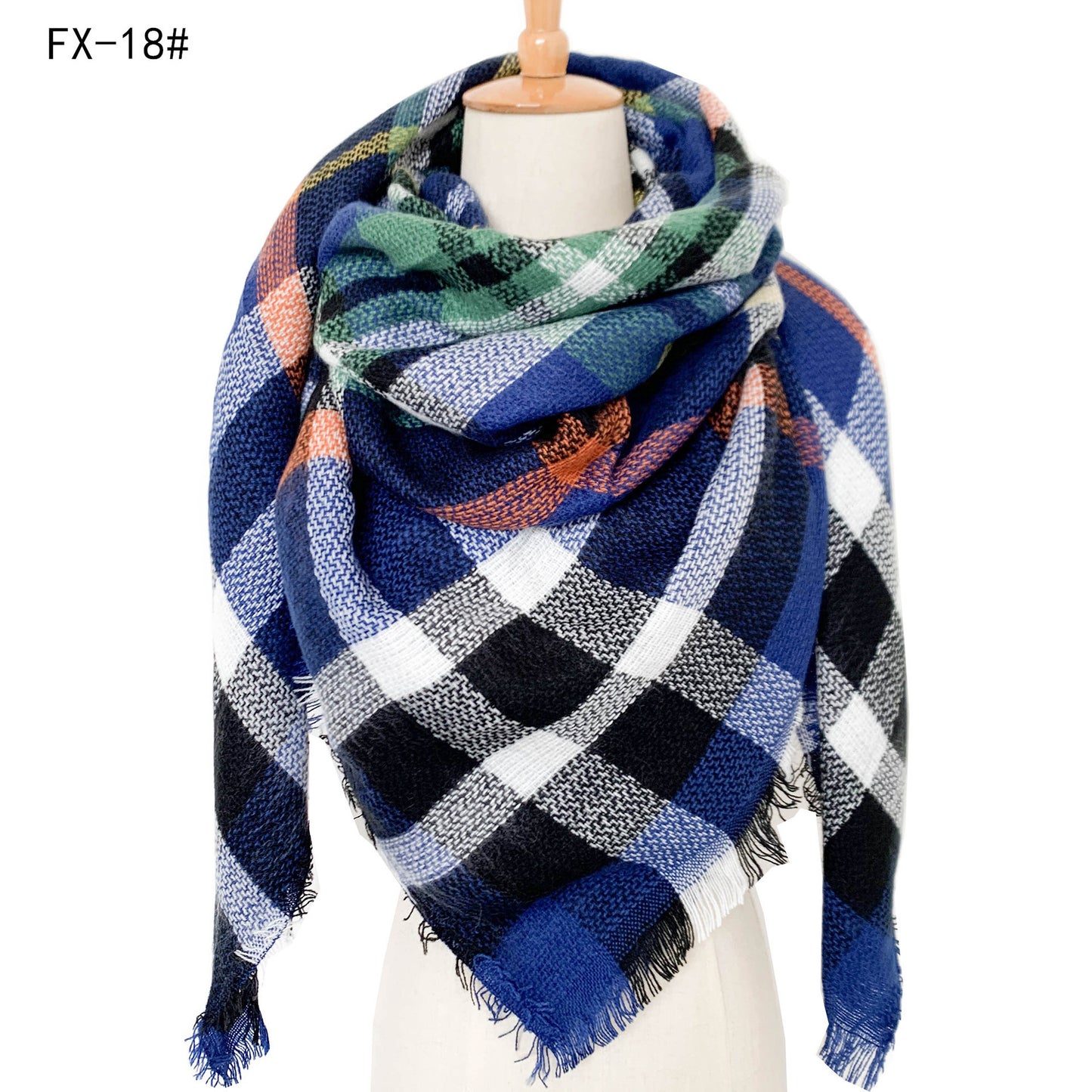 Cashmere-like Double-sided Colorful Plaid Scarf
