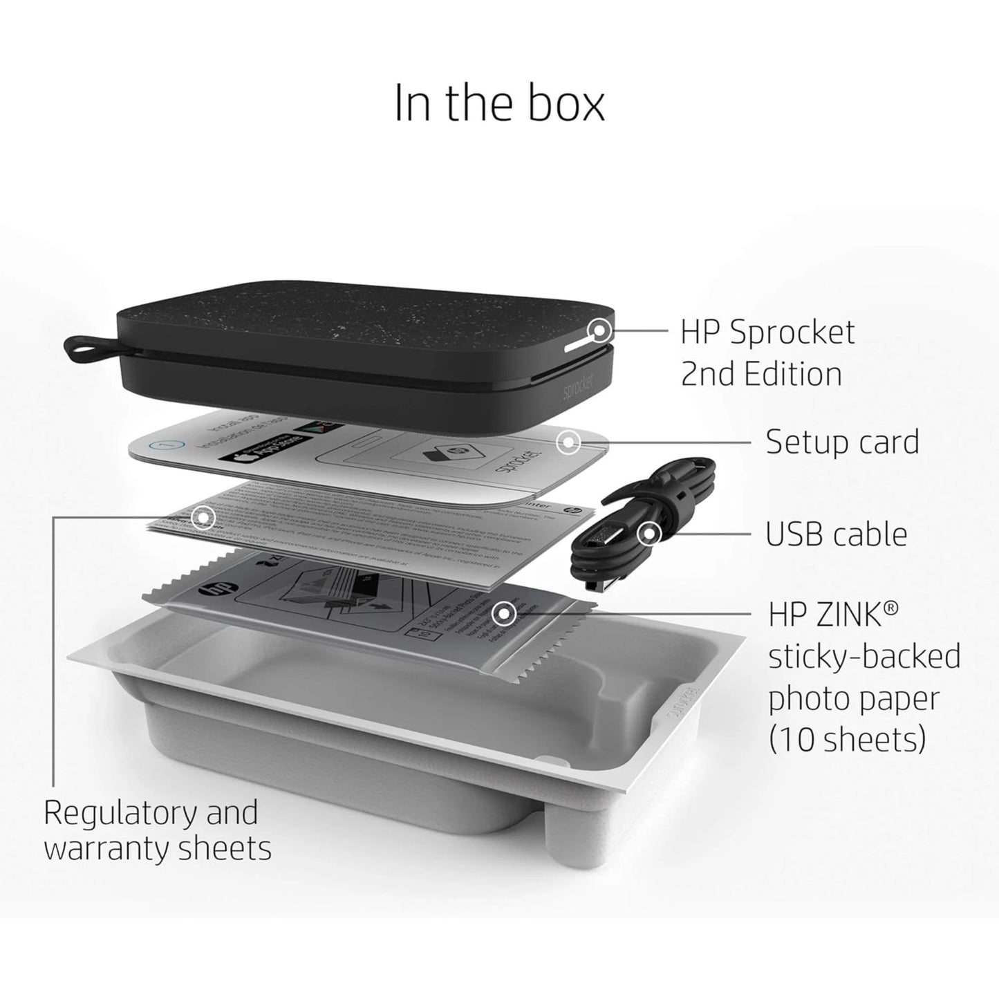 HP Sprocket Portable 2x3" Instant Photo Printer (Black Noir), Prints From iOS or Android Devices