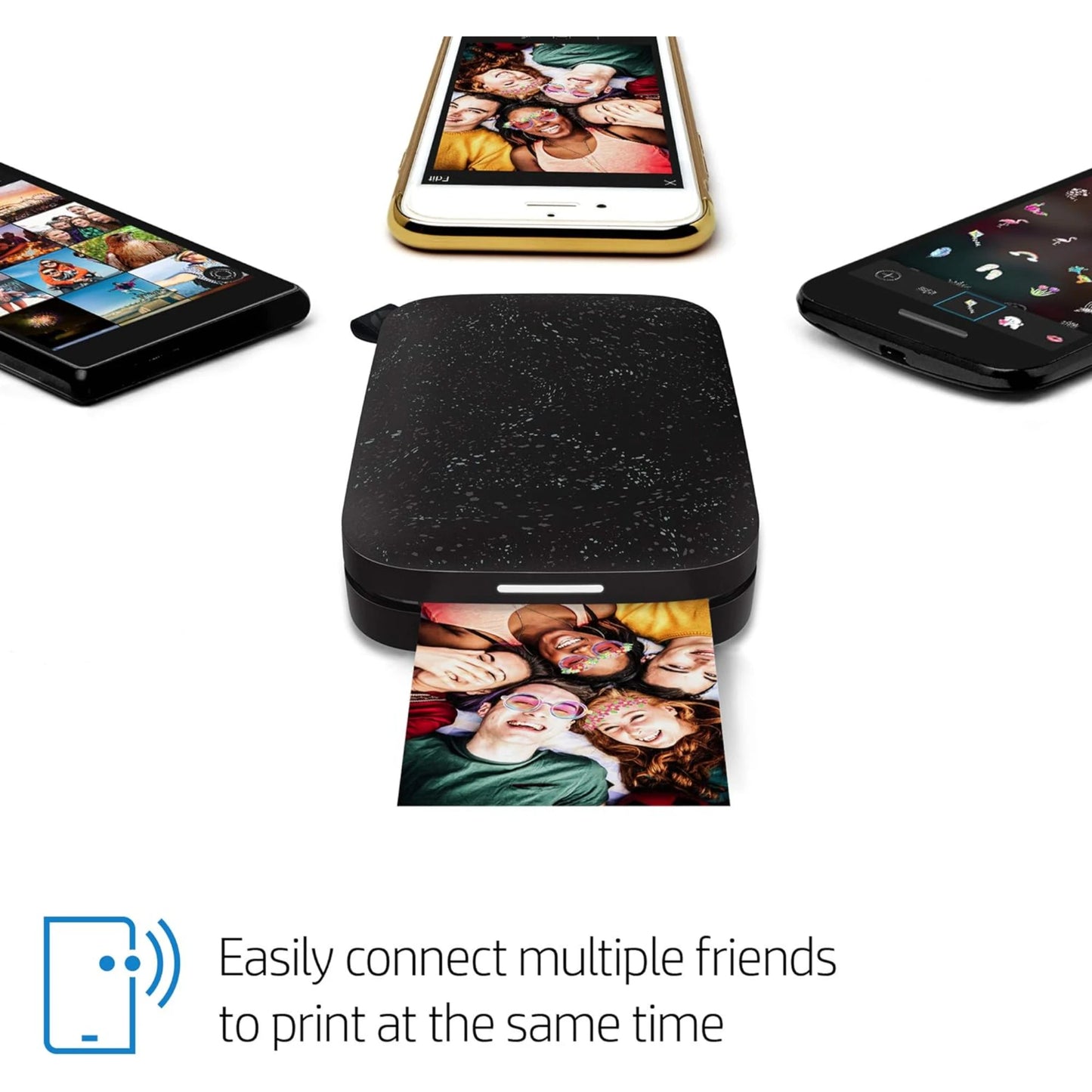 HP Sprocket Portable 2x3" Instant Photo Printer (Black Noir), Prints From iOS or Android Devices