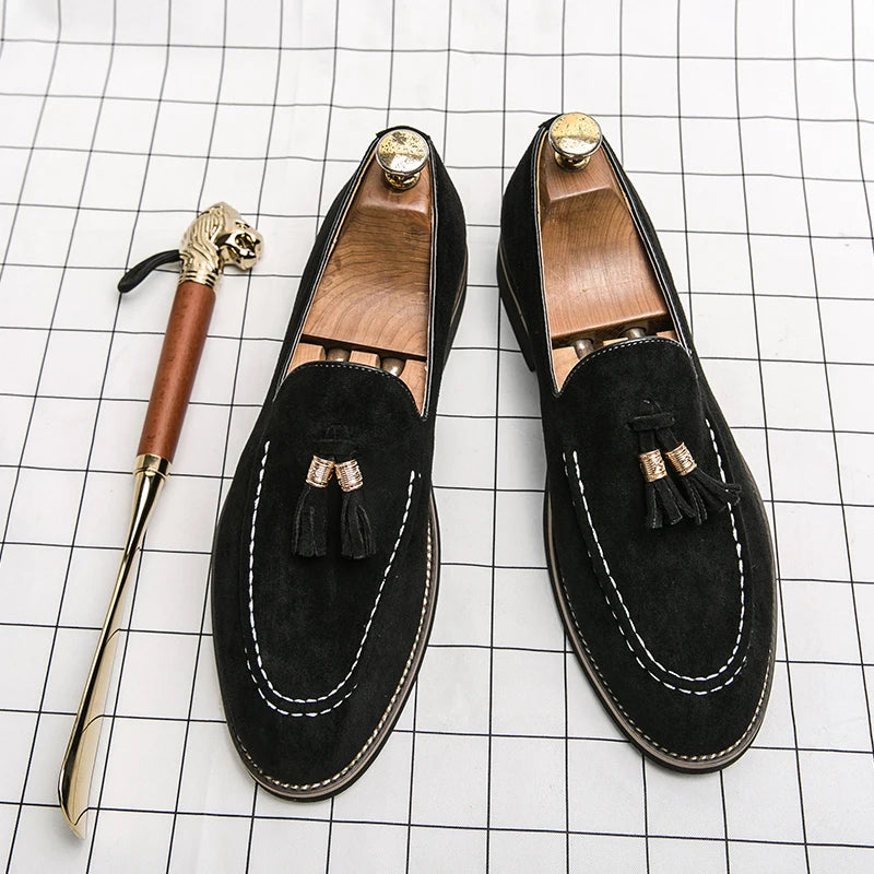 Suede Leather Size 13 Casual Shoes Comfortable Formal Slip on Men Tassels Loafers Shoes