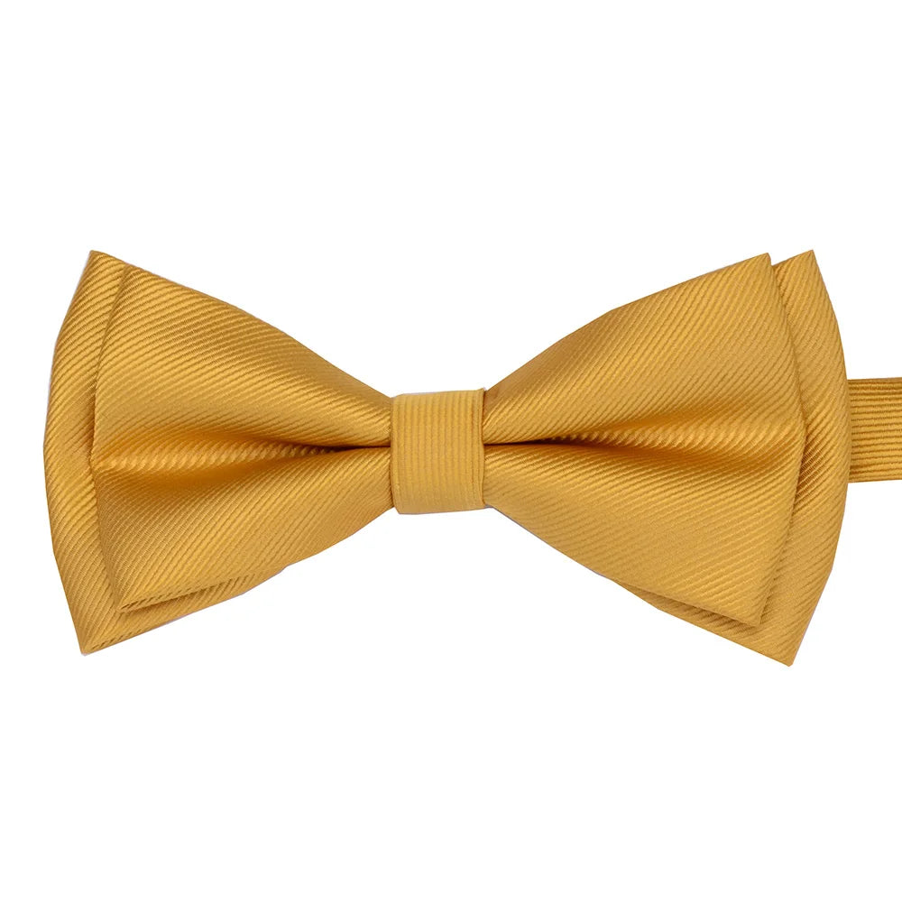 GUSLESON Mens Solid Color Two Layer Pre-tied Bow Tie Red Black Purple Gold Blue Yellow Green Bowtie for Wedding Party Business