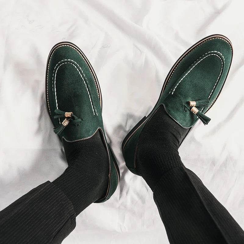 Suede Leather Size 13 Casual Shoes Comfortable Formal Slip on Men Tassels Loafers Shoes