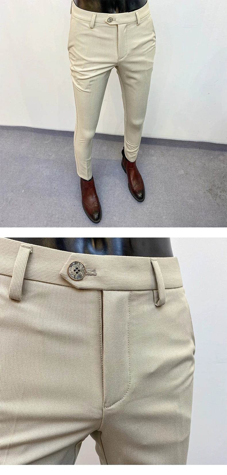 Men Suit Pants Formal Trousers Pantalone Hombre Stretch Slim Solid Color Casual Dress Full Length Pants Fashion New Men Clothing- FREE Laptop Stand is offer if you buy a pant