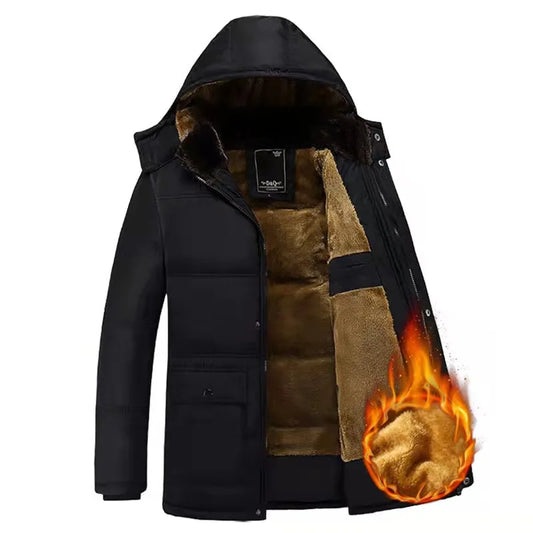 Parka Men Coats 2025 Winter Jacket Men Thicken Hooded Waterproof Outwear Warm Coat Casual Mens Jackets Overcoat Fur Thicking
