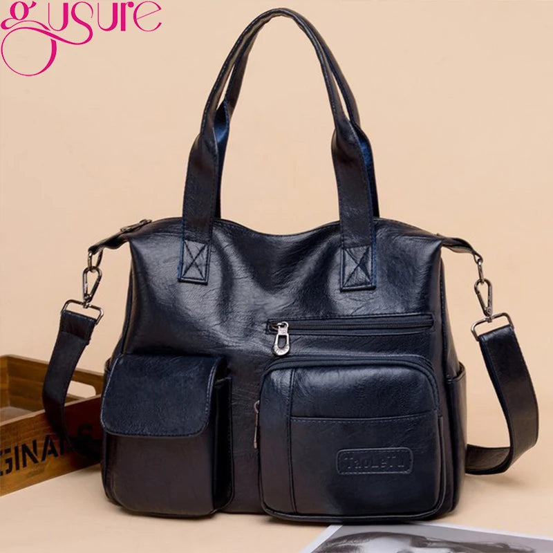Gusure Women 2024  Multi-pockets Shoulder Crossbody Bag Portable Travel Shopping Handbags Ladies Casual Large Capacity Tote Bags