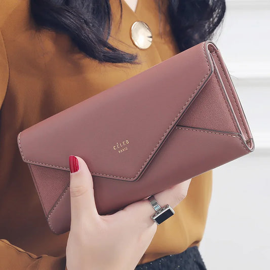 2024 Fashion aliwood Brand 3 Fold Women's Wallet Designer Envelope Clutch For Women Hasp Money Clip Leather Female Long Wallet Phone Pocket