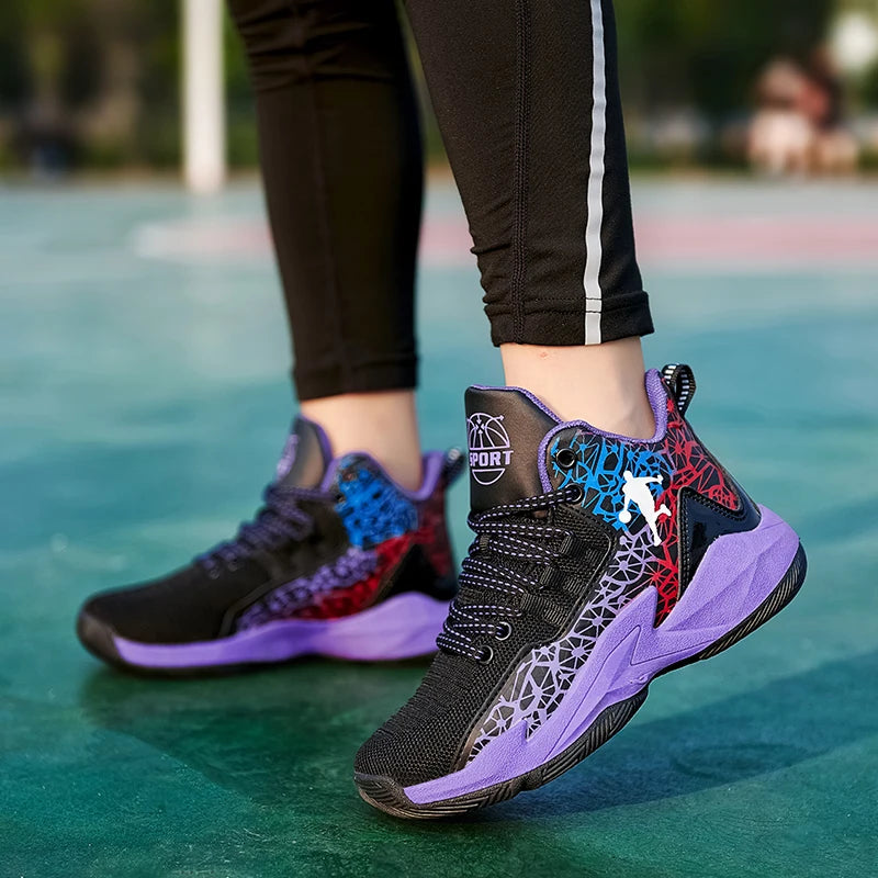 NEW 2025 Boys Brand Basketball Shoes Kids Sneakers Thick Sole Non-slip Children Sports Shoes Child Boy Basket Trainer Shoes Girls