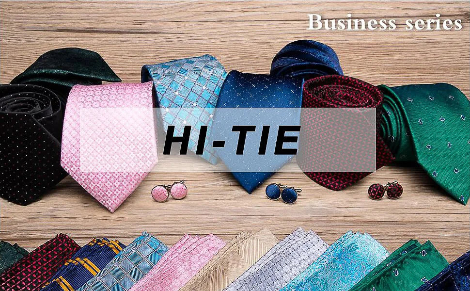 Brand New 2025 Hi-Tie Light Blue Striped Novelty Silk Wedding Tie For Men Handky Cufflinks Nicktie Set Fashion Design Business Party