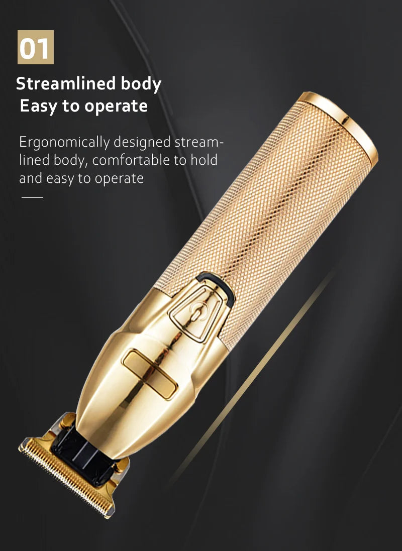 Professional Cordless Electric Clippers for Men  2025 Waterproof Beard Hair Cut Machine USB Power Source 1pcs Gold Metal Trimmer USA