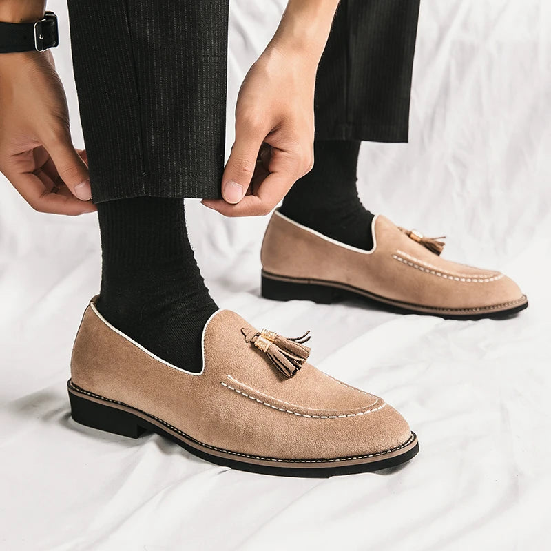 Suede Leather Size 13 Casual Shoes Comfortable Formal Slip on Men Tassels Loafers Shoes