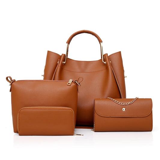 AMAZONY 2024 , 4pcs Women Bag PU Leather Handbag Fashion Designer Crossbody Shoulder Bag Large Capacity Ladies Tote Hand Bags Purse Sac Femme