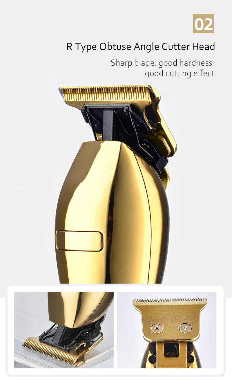 Professional Cordless Electric Clippers for Men  2025 Waterproof Beard Hair Cut Machine USB Power Source 1pcs Gold Metal Trimmer USA