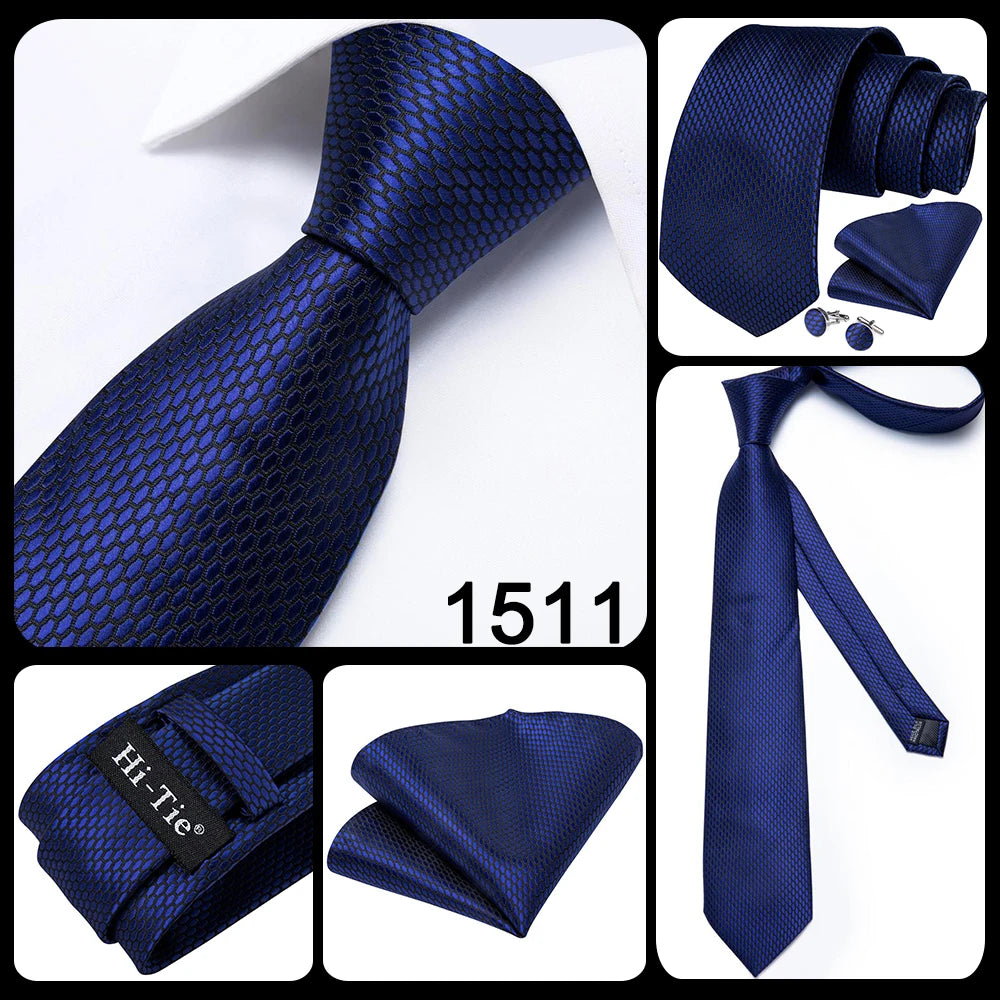 New 2025 Clasic Grey Tie for Men Silk Fabric Jacquard Woven Tie Hanky Cufflinks Set for Men Designer Fashion Silk Ties SN-1466