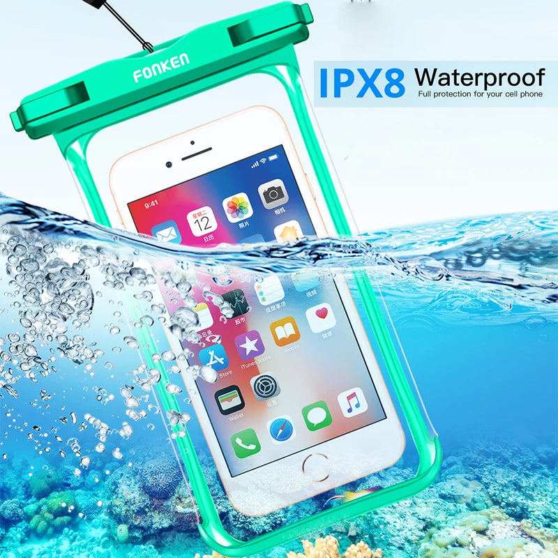 Brand New 2025 FONKEN Full Transparent Waterproof Case for Iphone Xiaomi Samsung Dry Bag Underwater Watch Case Swimming Pouch Mobile Cover Bag
