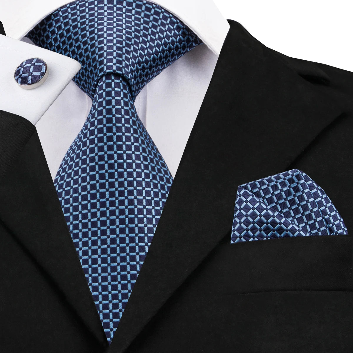 New 2025 Clasic Grey Tie for Men Silk Fabric Jacquard Woven Tie Hanky Cufflinks Set for Men Designer Fashion Silk Ties SN-1466