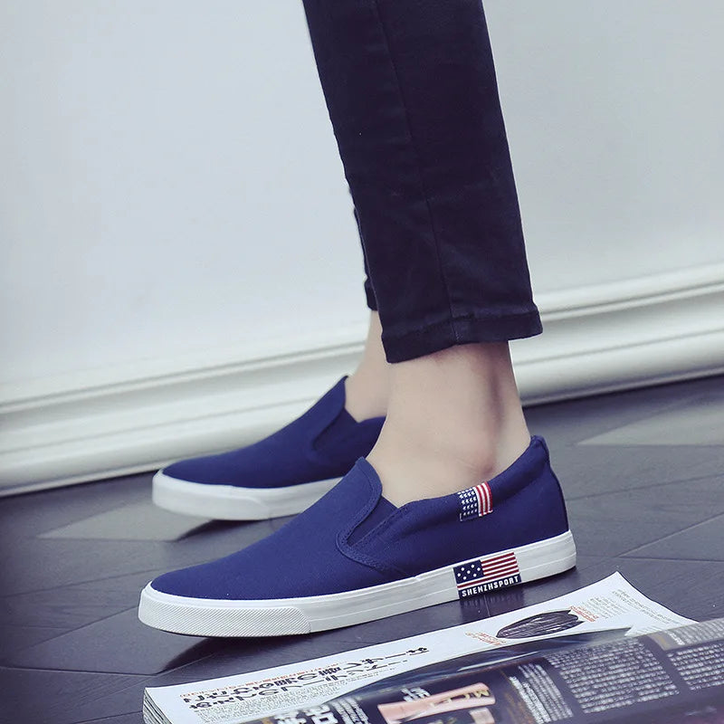 Canvas Men Shoes Slip-On Unisex  Style Breathable Top Fashion Cloth Youth Loafers Male Shoes Large size