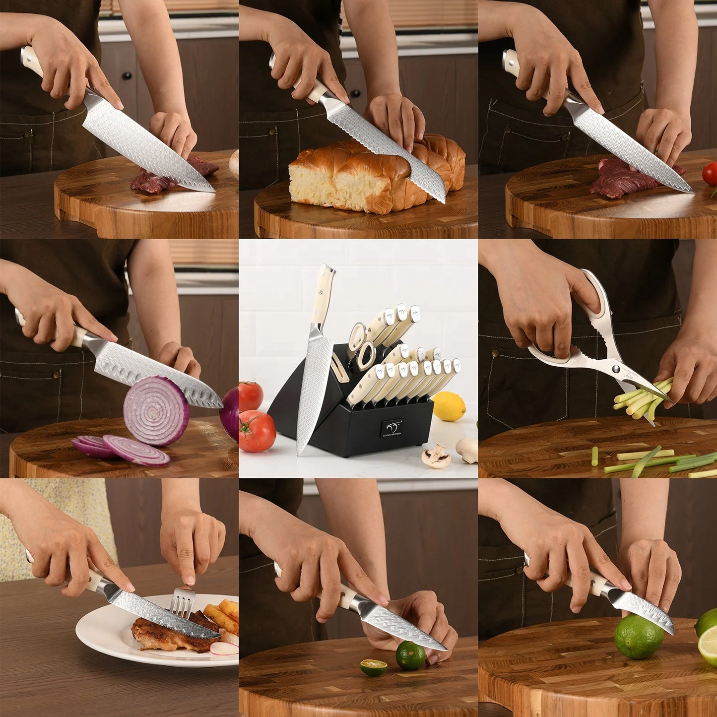 19 Pieces Luxury High Quality Kitchen Knife Set Damascus VG-10 Steel Core 67 Layers Kitchen Chef Knives Set with ABS Handle