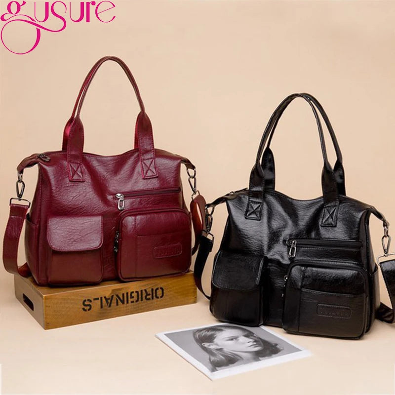 Gusure Women 2024  Multi-pockets Shoulder Crossbody Bag Portable Travel Shopping Handbags Ladies Casual Large Capacity Tote Bags