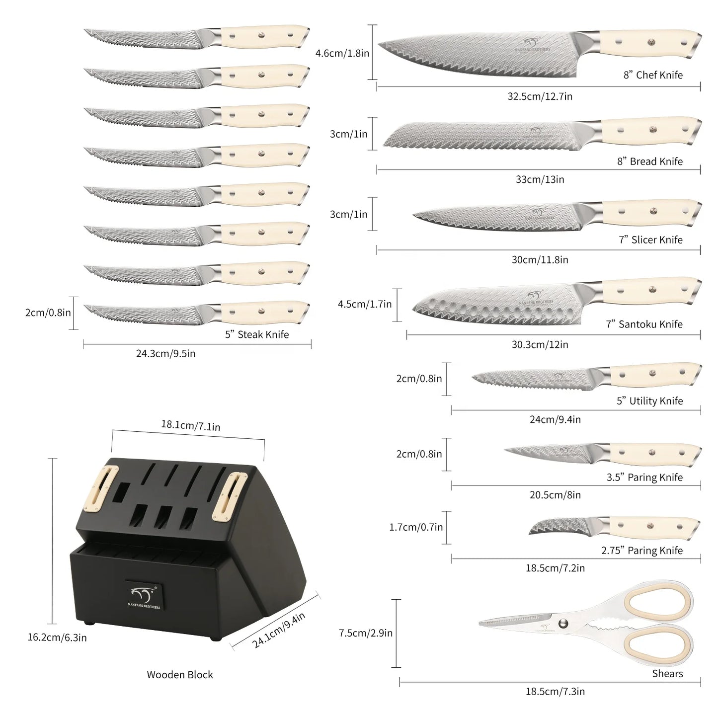 19 Pieces Luxury High Quality Kitchen Knife Set Damascus VG-10 Steel Core 67 Layers Kitchen Chef Knives Set with ABS Handle