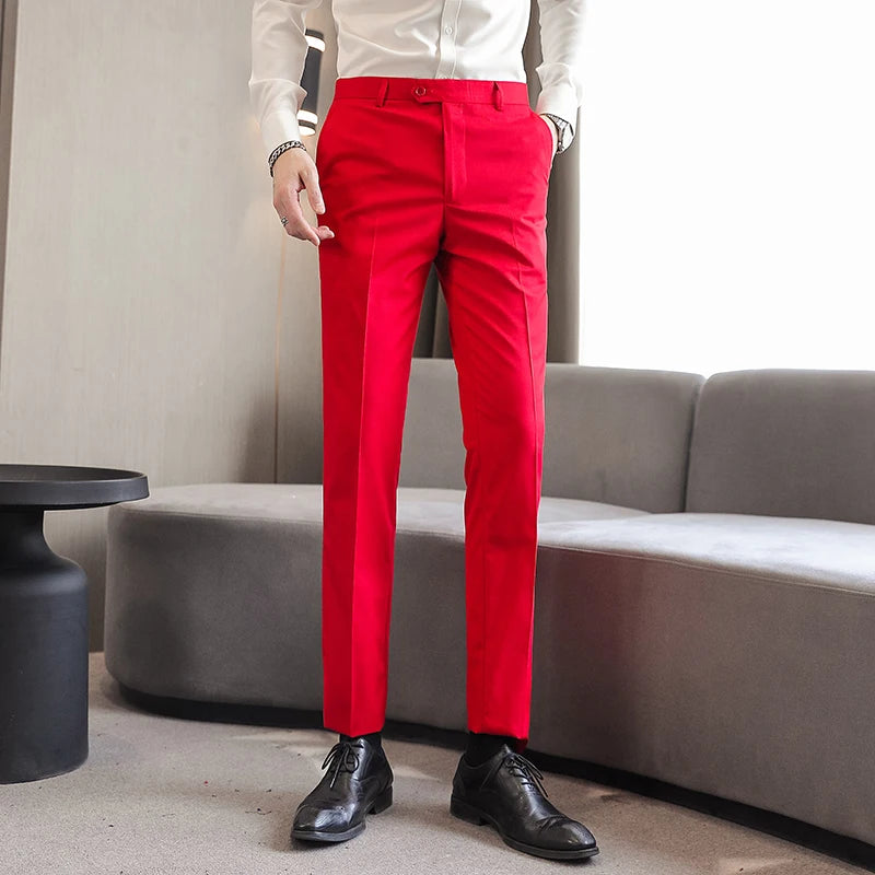 Royal Blue Pants, Men Formal Dress Trousers, Red Green Black White Pantalones Hombre, Man Slacks,M-5XL 6XL