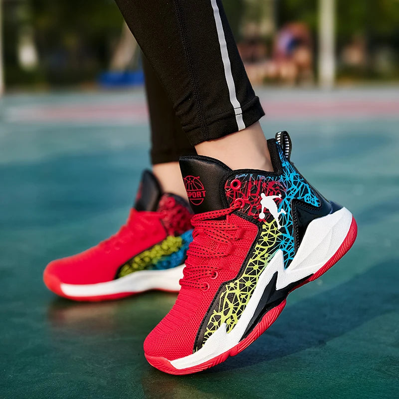 NEW 2025 Boys Brand Basketball Shoes Kids Sneakers Thick Sole Non-slip Children Sports Shoes Child Boy Basket Trainer Shoes Girls