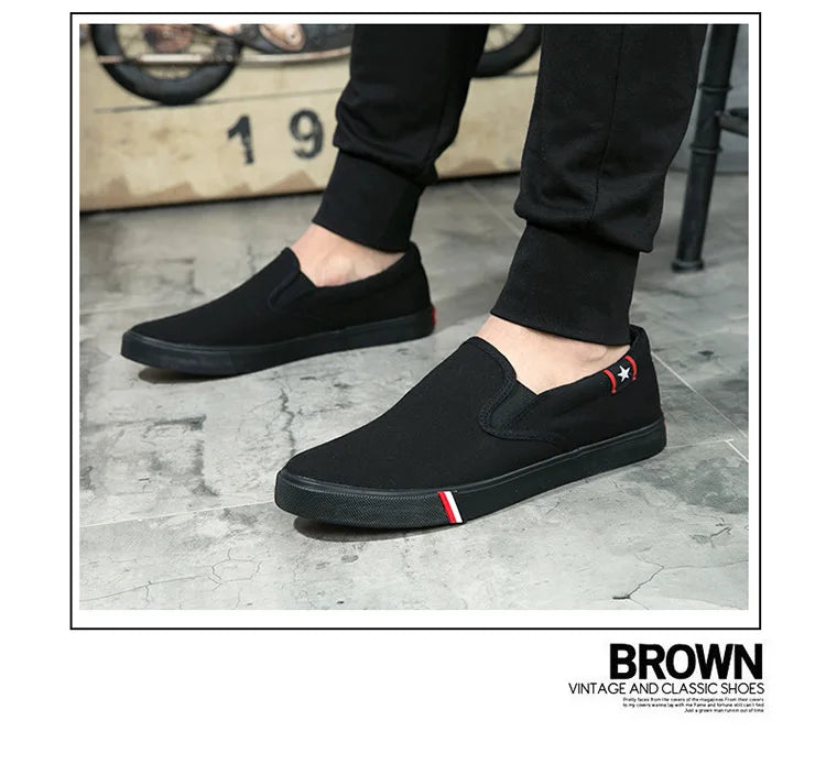 Canvas Men Shoes Slip-On Unisex  Style Breathable Top Fashion Cloth Youth Loafers Male Shoes Large size