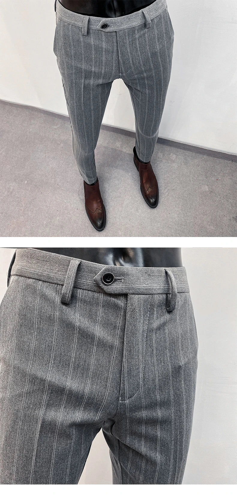 Men Suit Pants Formal Trousers Pantalone Hombre Stretch Slim Solid Color Casual Dress Full Length Pants Fashion New Men Clothing- FREE Laptop Stand is offer if you buy a pant