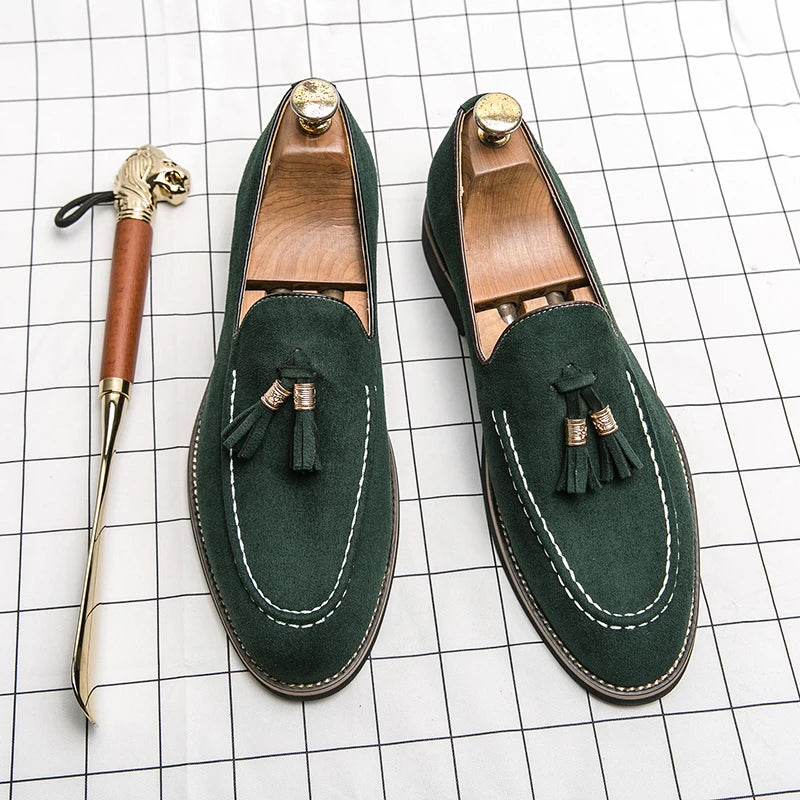 Suede Leather Size 13 Casual Shoes Comfortable Formal Slip on Men Tassels Loafers Shoes
