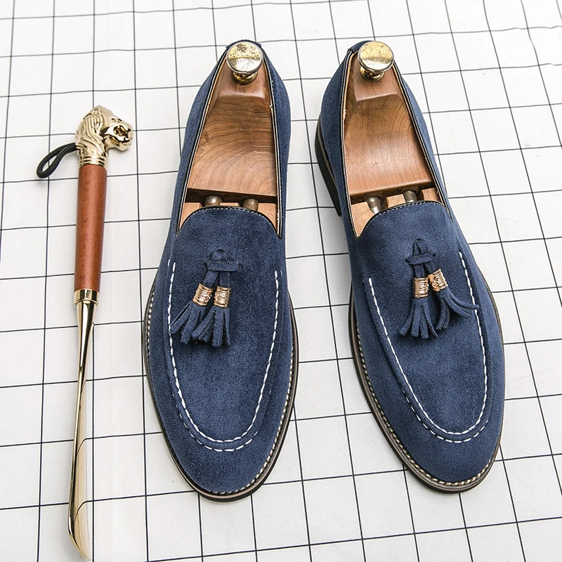 Suede Leather Size 13 Casual Shoes Comfortable Formal Slip on Men Tassels Loafers Shoes