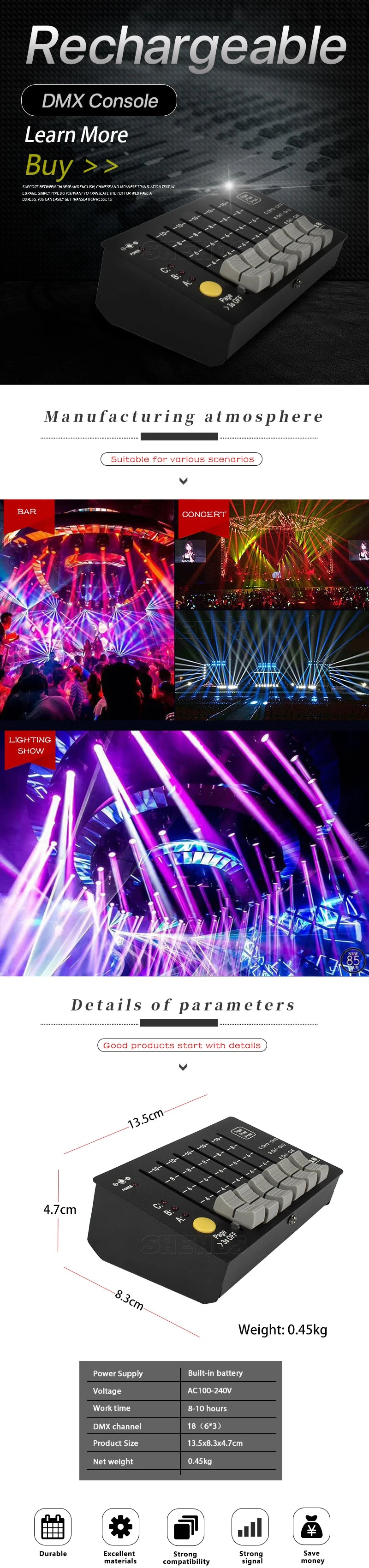 DMX Console 1024 Controller For Stage Lighting DMX 512 DJ Controller Equipment International Standard 192/768/Pilot 2000 Console