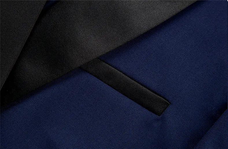 Black Men's Suit 3 Pieces, Business Wedding Terno Masculino, Fashion Slim Fit Costume Homme, Blue Red Gray, Asian Size M-4XL 5XL