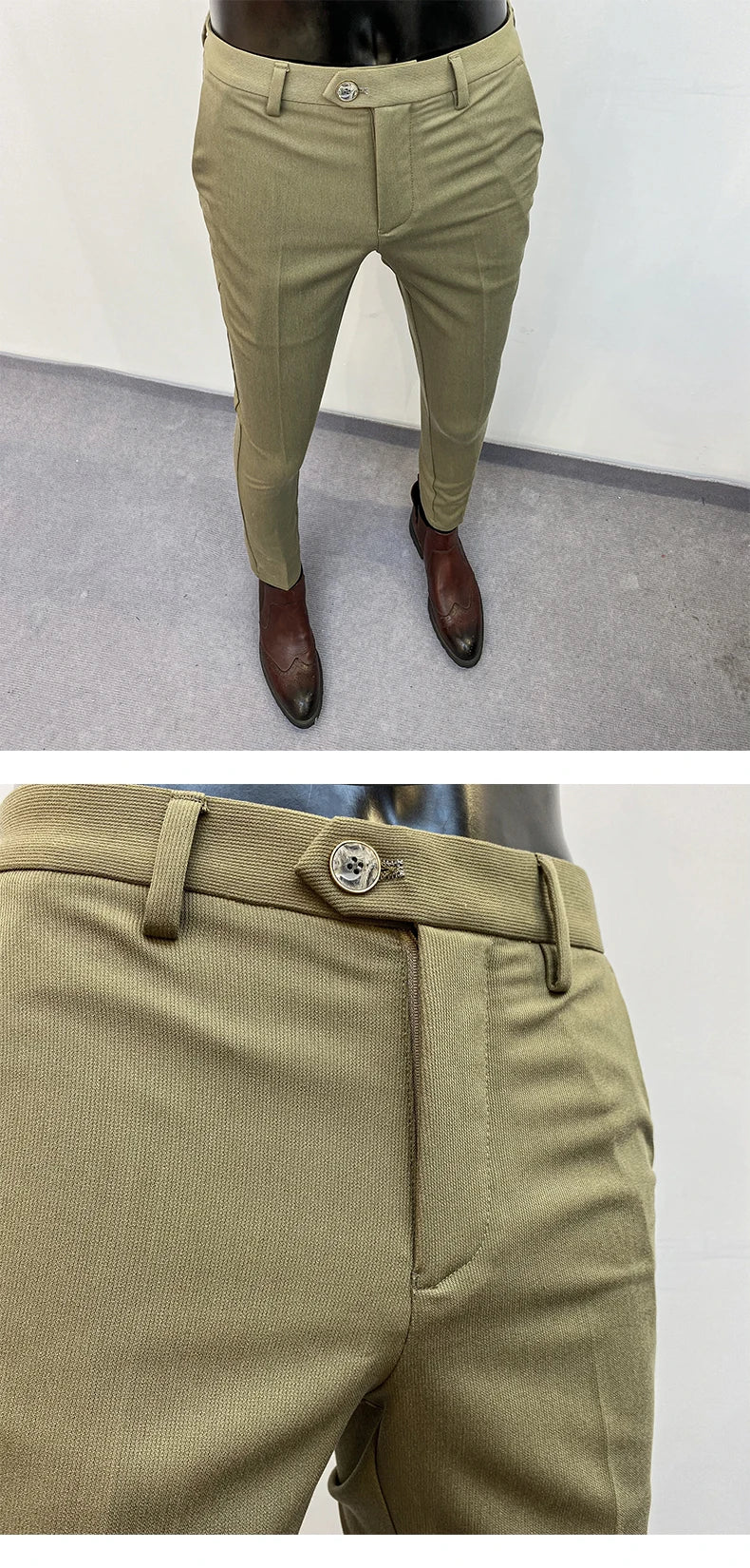 Men Suit Pants Formal Trousers Pantalone Hombre Stretch Slim Solid Color Casual Dress Full Length Pants Fashion New Men Clothing- FREE Laptop Stand is offer if you buy a pant