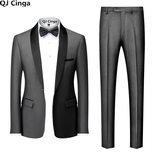 Black Men's Suit 3 Pieces, Business Wedding Terno Masculino, Fashion Slim Fit Costume Homme, Blue Red Gray, Asian Size M-4XL 5XL