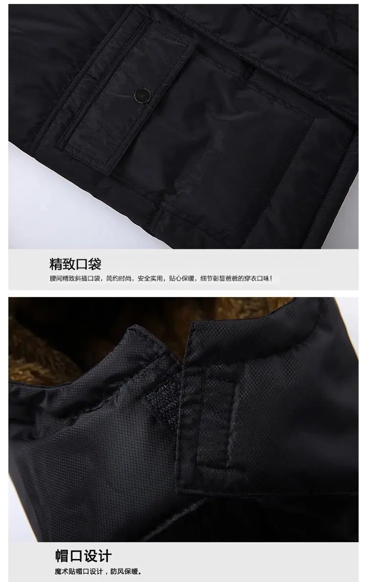 Parka Men Coats 2025 Winter Jacket Men Thicken Hooded Waterproof Outwear Warm Coat Casual Mens Jackets Overcoat Fur Thicking