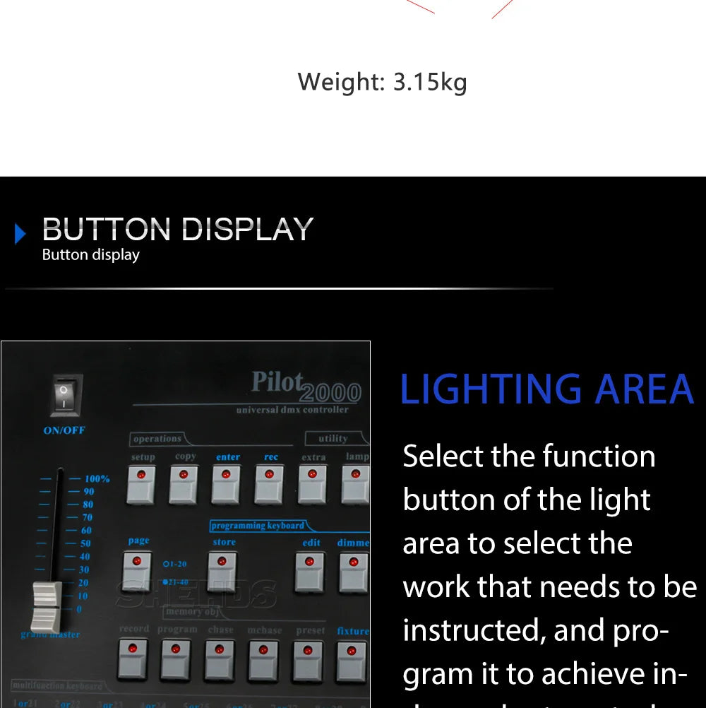 DMX Console 1024 Controller For Stage Lighting DMX 512 DJ Controller Equipment International Standard 192/768/Pilot 2000 Console