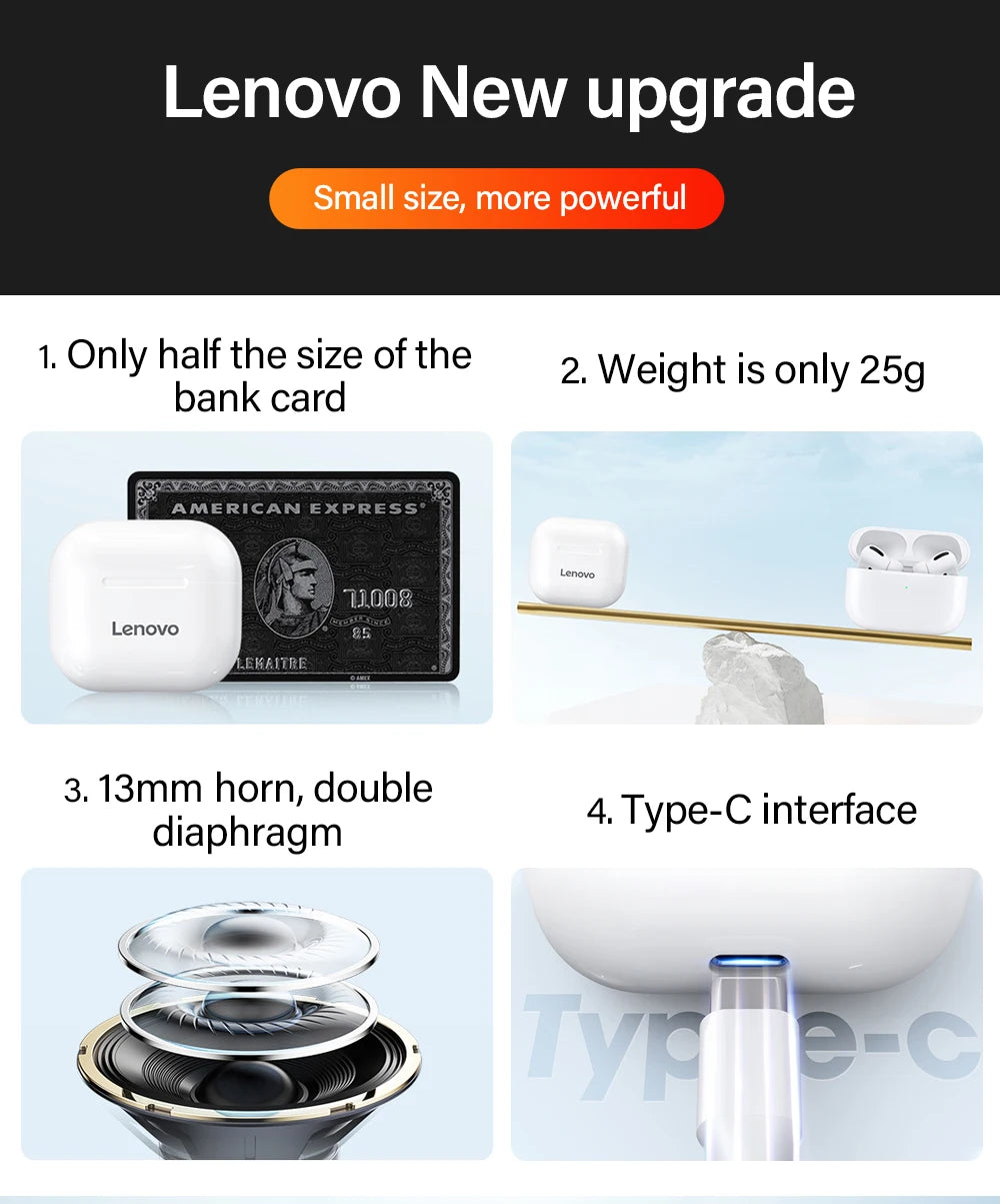 Original Lenovo LP40 wireless headphones TWS Bluetooth Earphones Touch Control Sport Headset Stereo Earbuds For Phone Android Special Gift A Free Laptop Stand is given when you buy one Lenovo LP40