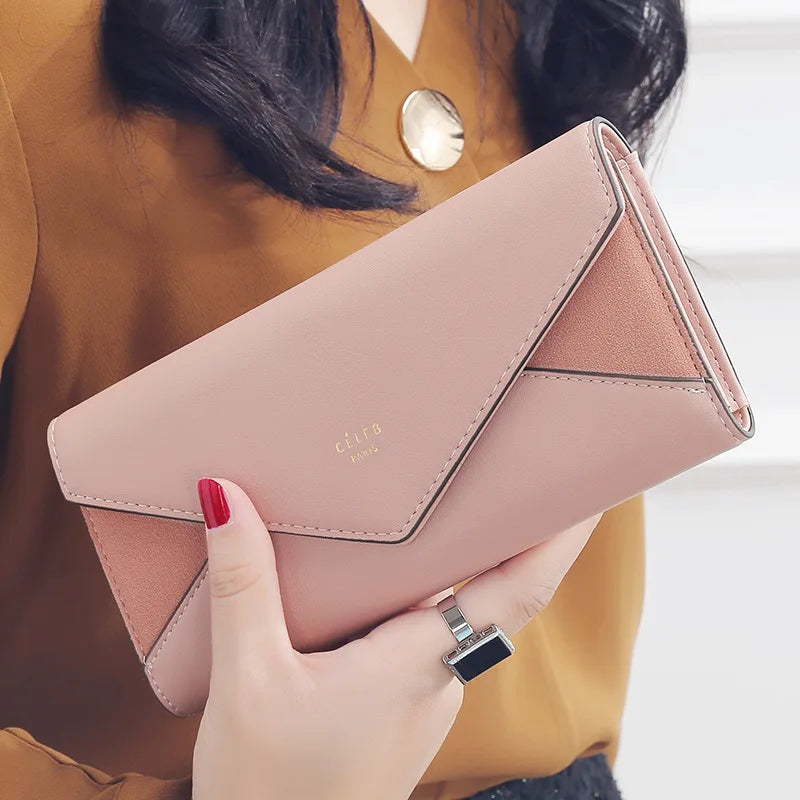 2024 Fashion aliwood Brand 3 Fold Women's Wallet Designer Envelope Clutch For Women Hasp Money Clip Leather Female Long Wallet Phone Pocket