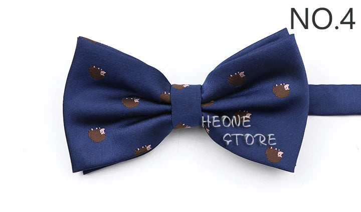 2025 New Men Bow Ties 100% Microfiber Jacquard Woven Blue Cartoon Animal Pattern Bowtie For Party Wedding Festival Family Gift