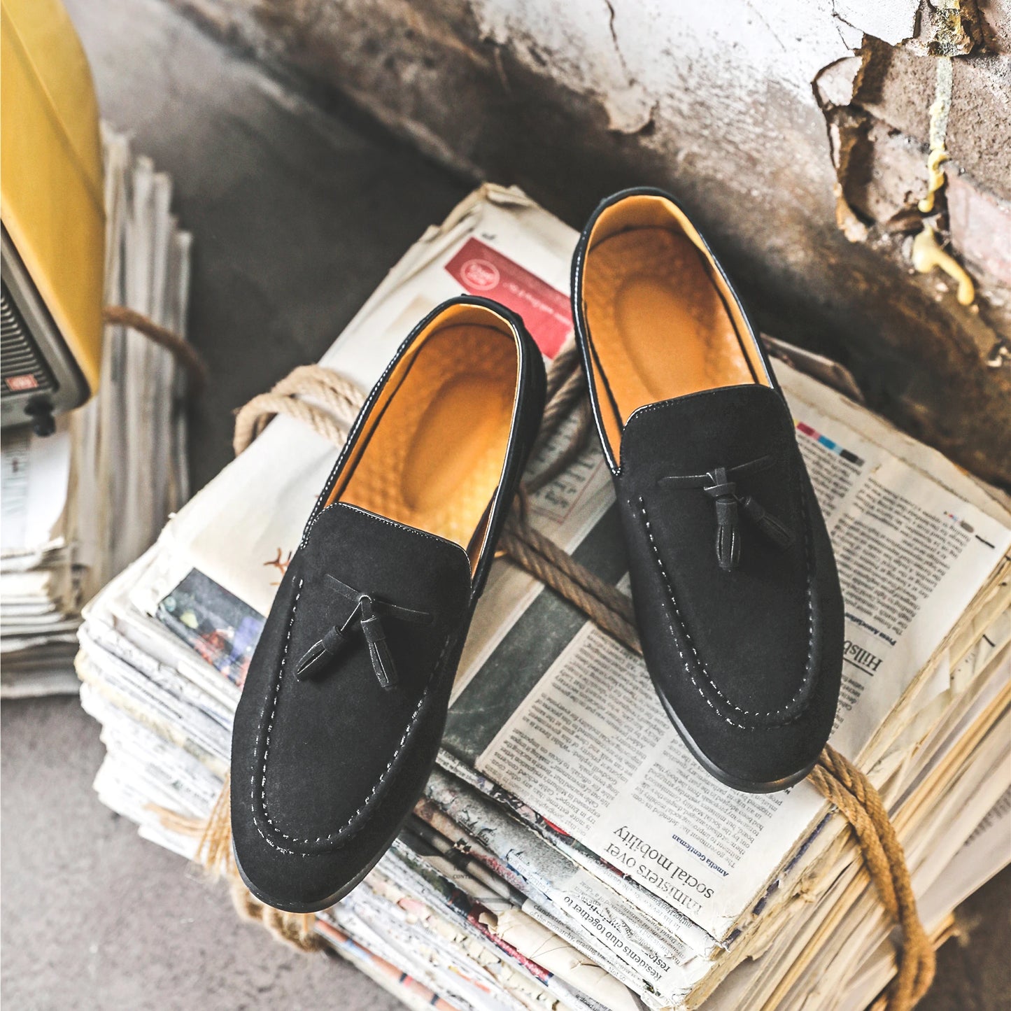 Size 14 Slip on Black Color Fashion Men Dress Shoes Wedding Party Footwear Men Tassels Loafers Shoes