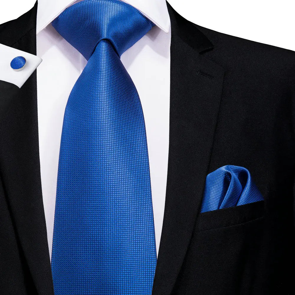 Brand New 2025 Hi-Tie Light Blue Striped Novelty Silk Wedding Tie For Men Handky Cufflinks Nicktie Set Fashion Design Business Party