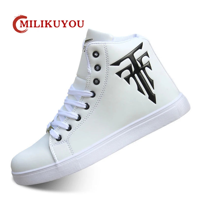 High Top Sneakers Man White Vulcanized Sneakers Flat Comfortable Shoes Men Autumn Spring 2022 Fashion Mens Shoes Vulcanize Shoes