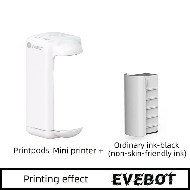 EVEBOT Printpods Handheld Mini Printer Small Portable Creative Smart Inkjet  Machine Card Label Bread Coffee Clothes Logo