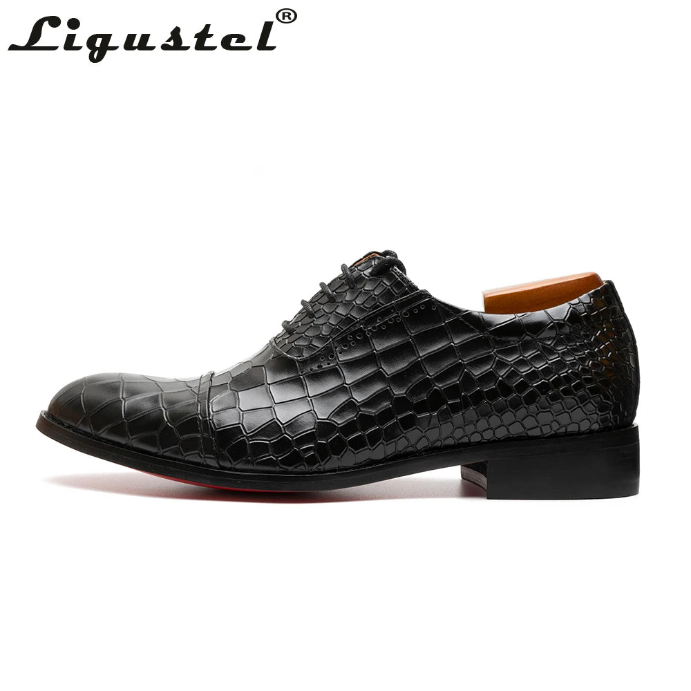 Brand New Collection 2025  ON SALES N0W Shoes for Men Black Handmade Crocodile Leather Oxfords Shoes Men Red Bottom Dress Wedding Shoes Business Casual Luxury Plus Size