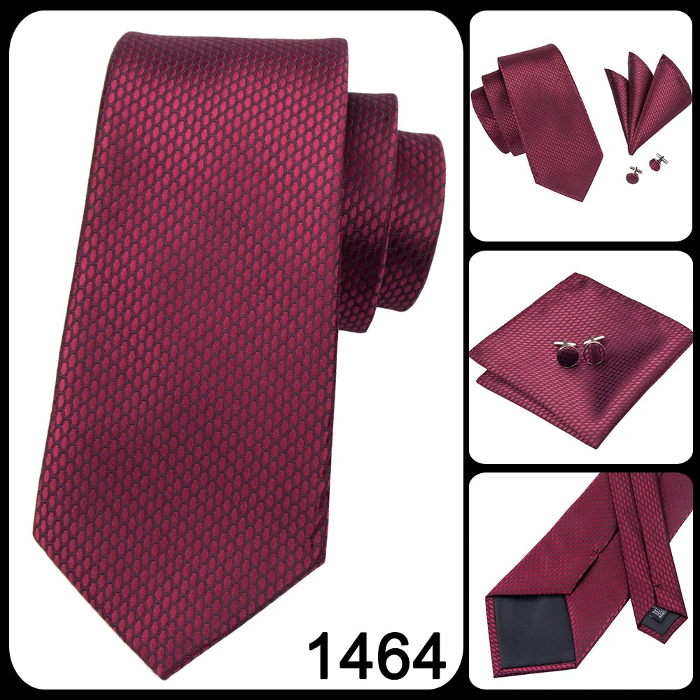 New 2025 Clasic Grey Tie for Men Silk Fabric Jacquard Woven Tie Hanky Cufflinks Set for Men Designer Fashion Silk Ties SN-1466