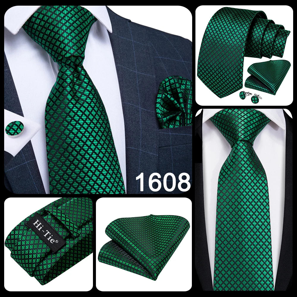 New 2025 Clasic Grey Tie for Men Silk Fabric Jacquard Woven Tie Hanky Cufflinks Set for Men Designer Fashion Silk Ties SN-1466