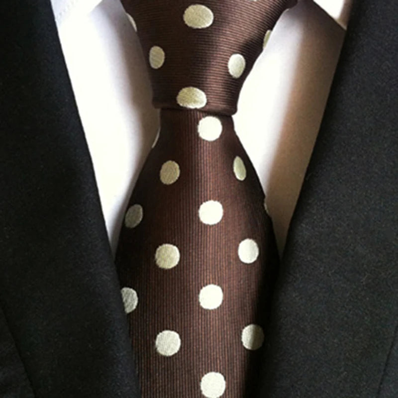 Brand New 2025 New Design Fashion Necktie Orange White Blue Polka Dot Ties for Man Business Wedding Formal NeckTie 8cm Silk Dress Gift Gravata