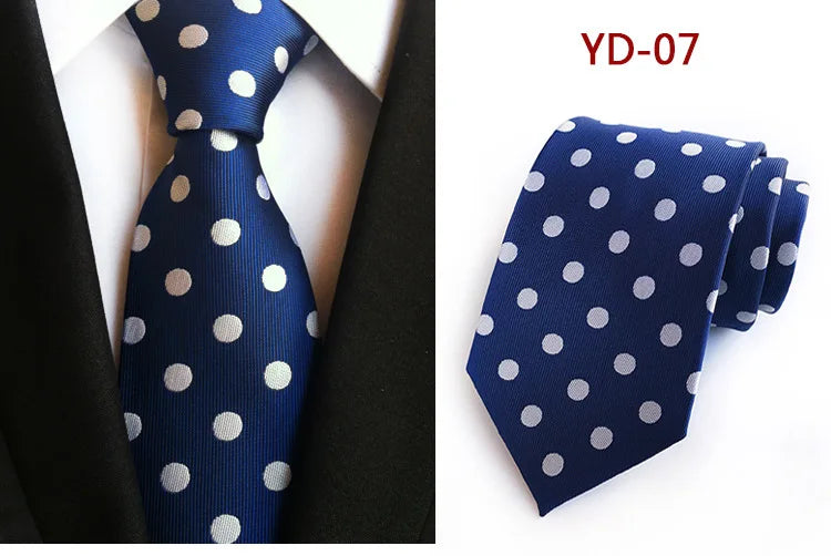 Brand New 2025 New Design Fashion Necktie Orange White Blue Polka Dot Ties for Man Business Wedding Formal NeckTie 8cm Silk Dress Gift Gravata