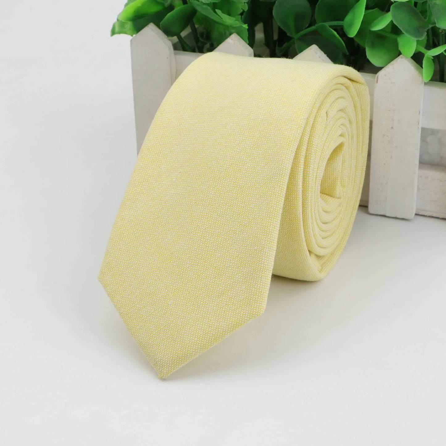 New 2025 Solid Color 6cm Width Tie Cotton Pure Colorful Slim Neckties for Wedding Ties Skinny Groom Necktie for Men